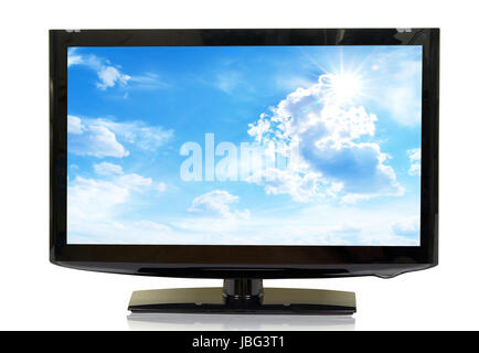 Frontalansicht des Breitbild-LCD-Monitor, isoliert auf weiss Stockfoto