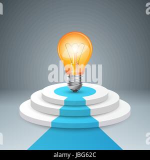 Infografiken auf der Leiter zum Erfolg. Business-Treppe. Birne-Symbol Stock Vektor