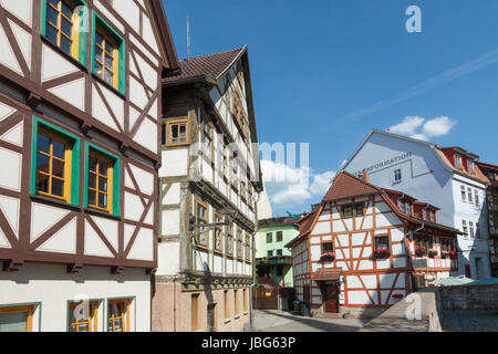 Gassen in der Innenstadt von Schmalkalden / Thüringen Stockfoto