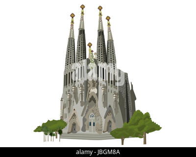 Kirche Sagrada Familia, Barcelona, Vektor-illustration Stockfoto