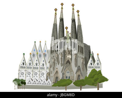 Kirche Sagrada Familia, Barcelona, Vektor-illustration Stockfoto