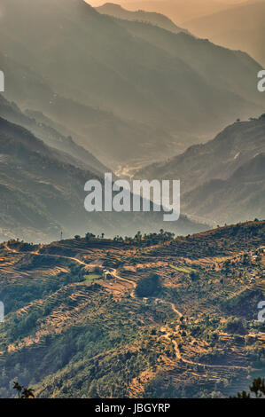 Blick vom Kalinchok Photeng auf das Kathmandu-Tal, Nepal Stockfoto