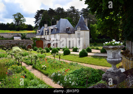 anspruchsvolle und voller Geschmack Garten und Schloss La Chatonniere in der Nähe von Villandry. Loire-Tal Stockfoto