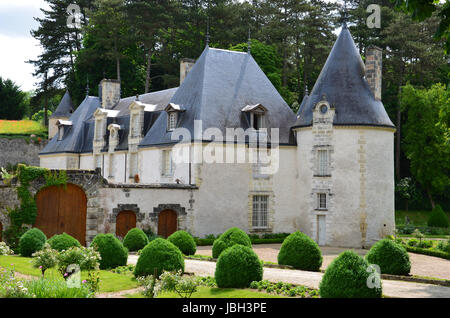 anspruchsvolle und voller Geschmack Garten und Schloss La Chatonniere in der Nähe von Villandry. Loire-Tal Stockfoto