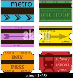 Cartoon-Darstellung, die Vintage-retro-Stil u-Bahn tickets Stockfoto