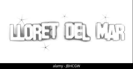 Lloret del Mar als Illustration im Neonlicht-Stil Stockfoto