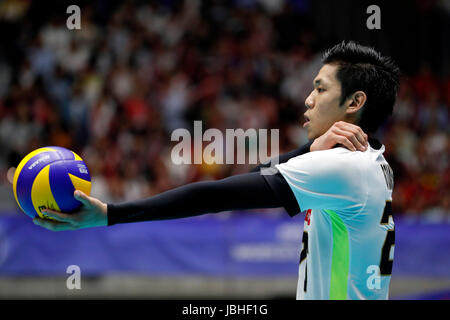 Gunma, Japan. 10. Juni 2017. Issei Otake (JPN) Volleyball: FIVB Volleyball World League TAKASAKI 2017 Übereinstimmung zwischen Japan - Slowenien in Takasaki Arena in Gunma, Japan. Bildnachweis: Yohei Osada/AFLO SPORT/Alamy Live-Nachrichten Stockfoto