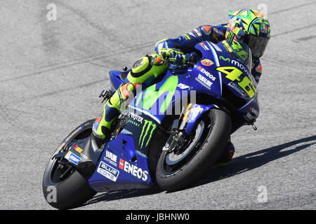 Schaltung von Montmelo, Barcelona, Spanien. 11. Juni 2017. Valentino Rossi von Italien und Movistar Yamaha MotoGPin Aktion während MotoGp von Katalonien am Circuit de Catalunya am 11. Juni 2017 in Montmelo, Spanien (Foto: Marco Iorio) Credit: Marco Iorio/Alamy Live-Nachrichten Stockfoto