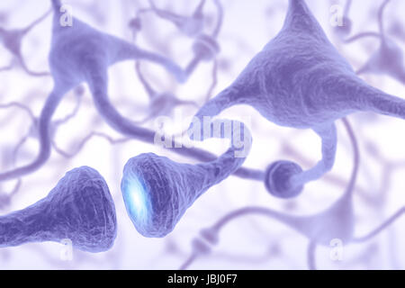 Miteinander verbundene Neuronen Informationen mit elektrischen Impulsen übertragen. Stockfoto