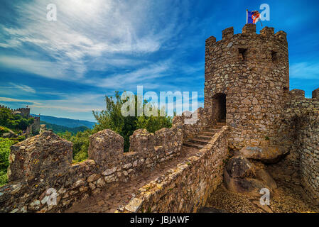 Sintra, Portugal: die Burg der Mauren, Castelo Dos Mouros Stockfoto