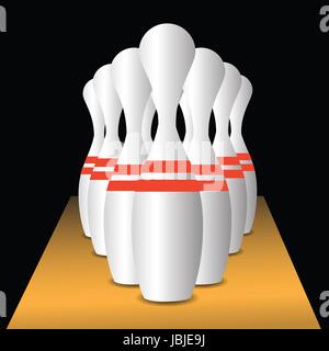 Bunte Illustrationen mit bowling-Pins für Ihr design Stockfoto