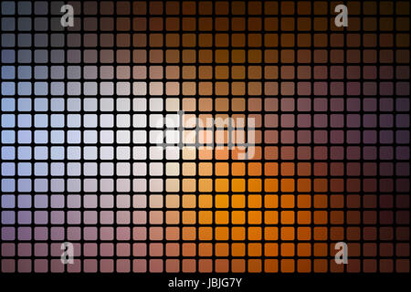 Braun orange weiß abstrakte Mosaik Hintergrund mit abgerundeten Ecken quadratischen Fliesen über schwarz Stockfoto