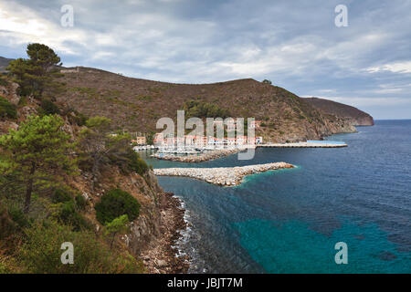 Hafen von Capraia Insel, Toskanischer Archipel, Italien Stockfoto