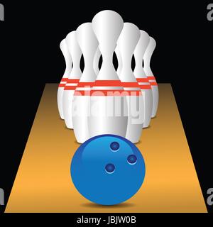 Bunte Illustrationen mit bowling-Spiel für Ihr design Stockfoto