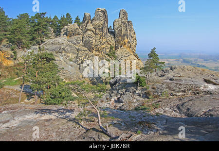 Sterben Sie die Teufelsmauer Beim Sogenannten "Hamburger Wappen" Bei Blankenburg Im Harz, Sachsen-Anhalt, Deutschland Stockfoto