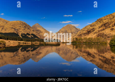 Reflexionen über Loch Urr, Glen Etive Stockfoto