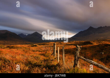 Sonnenuntergang über Glen Sligachan, Isle Of Skye Stockfoto