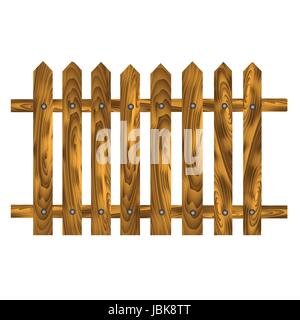 Bunte Illustrationen mit Holzzaun braun auf weißem Hintergrund für Ihr design Stockfoto