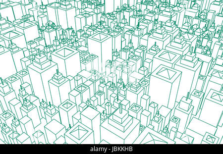 Moderne Architektur Mesh Stadt Wireframe Linien Basic Stockfoto