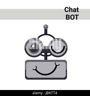 Cartoon Roboter Gesicht Lächeln niedlich Emotion Wink Chatsymbol Bot Stock Vektor