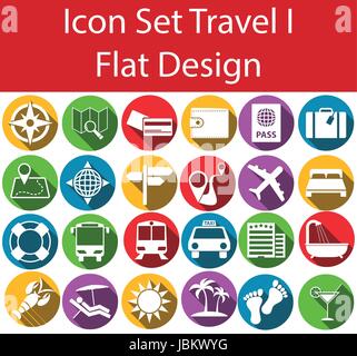 Flache Design Icon Set Reisen mit 24 Symbole für für den kreativen Einsatz im Web ein Grafik-design Stock Vektor
