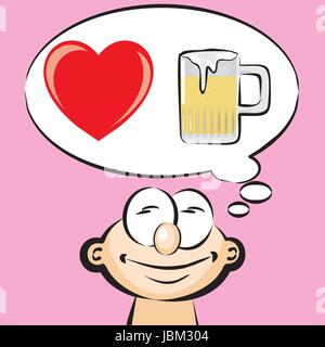 Ich liebe Bier - Emoticon, Emoji. Konzeptionelle Vektor-illustration Stock Vektor