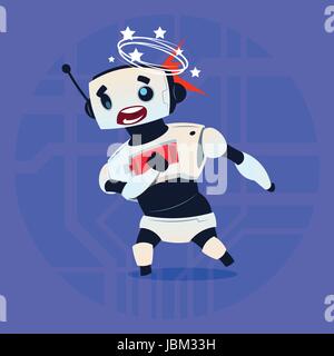 Niedliche Roboter schwindlig Fehler gebrochen moderne künstliche-Intelligenz-Technologie-Konzept Stock Vektor