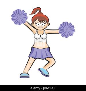 Lustige Karikatur, Cheerleader. Konzeptionelle Darstellung. Sportsgeist der High school Stock Vektor