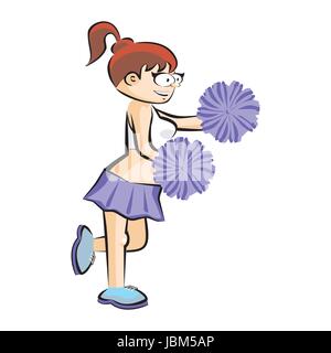 Lustige Karikatur, Cheerleader. Konzeptionelle Darstellung. Sportsgeist der High school Stock Vektor