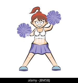 Lustige Karikatur, Cheerleader. Konzeptionelle Darstellung. Sportsgeist der High school Stock Vektor