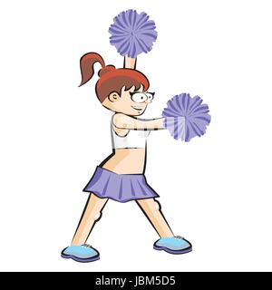 Lustige Karikatur, Cheerleader. Konzeptionelle Darstellung. Sportsgeist der High school Stock Vektor