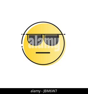 Gelbe lächelnde Cartoon tragen Sonnenbrillen Menschen Emotion Gesichtssymbol Stock Vektor