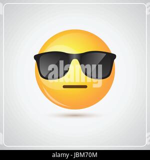 Gelbe lächelnde Cartoon tragen Sonnenbrillen Menschen Emotion Gesichtssymbol Stock Vektor