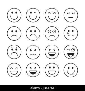 Lächelnde Cartoon Gesicht Menschen Emotion-Icon-Set Stock Vektor