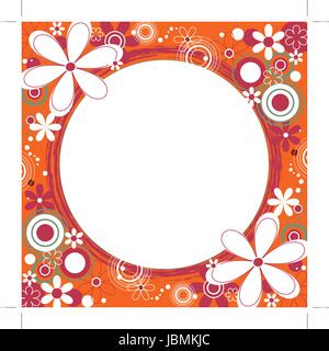 Floraler Hintergrund mit Retro-Blumen und Kreis-Designs Stock Vektor