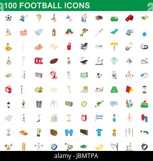 100 Fußball-Icons set, cartoon-Stil Stock Vektor