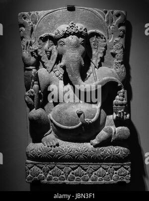 Detail des Ganesha Statue, Nord-Indien, 7. / 8. Jahrhundert n. Chr., Sandstein Stockfoto