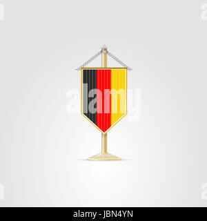 Wimpels mit der Flagge Deutschlands. Vektor-Illustration auf weiß isoliert. Stockfoto