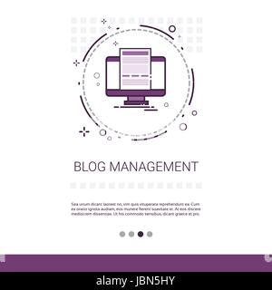 Blog Management Business Digital Inhaltsinformationen Technologie Web-Banner mit Textfreiraum Stock Vektor