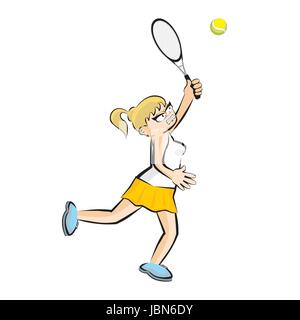 Mädchen mit dem Tennisspielen. Konzeptionelle Darstellung über weibliche tennis Stock Vektor