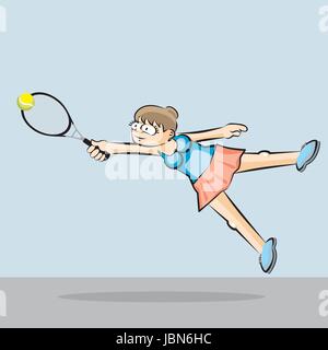 Mädchen mit dem Tennisspielen. Konzeptionelle Darstellung über weibliche tennis Stock Vektor