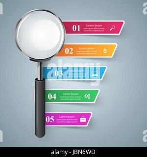 Business-Infografiken. Lupe-Symbol. Stock Vektor