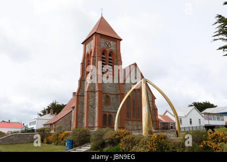 Ansicht von Stanley Kathedrale zeigt Fischbein wölben, Stanley, Falkland-Inseln Stockfoto