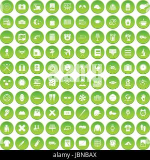 100 Mal Icons set grünen Kreis isoliert auf weißem Hintergrund-Vektor-illustration Stock Vektor