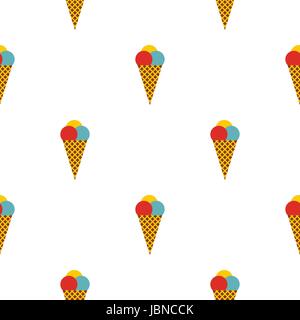 Kegel mit Kugeln Eis Muster nahtlose Hintergrund in flachen Stil wiederholen Vektor-illustration Stock Vektor