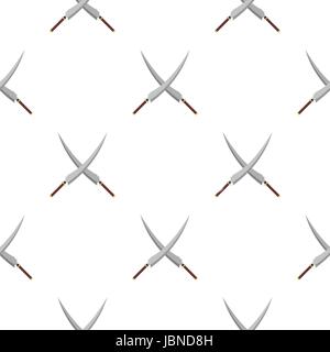 Zwei Daumen japanischer Samurai Schwerter Muster nahtlose Hintergrund in flachen Stil wiederholen Vektor-illustration Stock Vektor