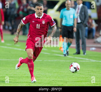 Belgrad, Serbien - 11. Juni 2017: Aleksandar Kolarov von Serbien während der 2018 FIFA World Cup Qualifier Partie zwischen Serbien und Wales zu Mitic Rajko Stockfoto