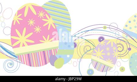 Ostereier in traditionellen Pastelle mit abstrakten Design auf weißem Hintergrund Stock Vektor