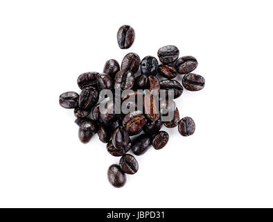 Kaffeebohnen isoliert auf weißem Hintergrund Stockfoto