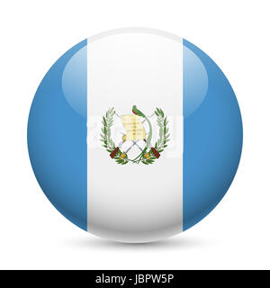 Flagge von Guatemala als runde glänzende Symbol. Button mit Guatemala Flagge Stockfoto